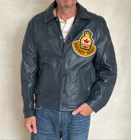Size 42US / 52EU Vintage Leather Hockey Jacket – Soft Canadian Leather – Made in Canada-AJ357 Studio