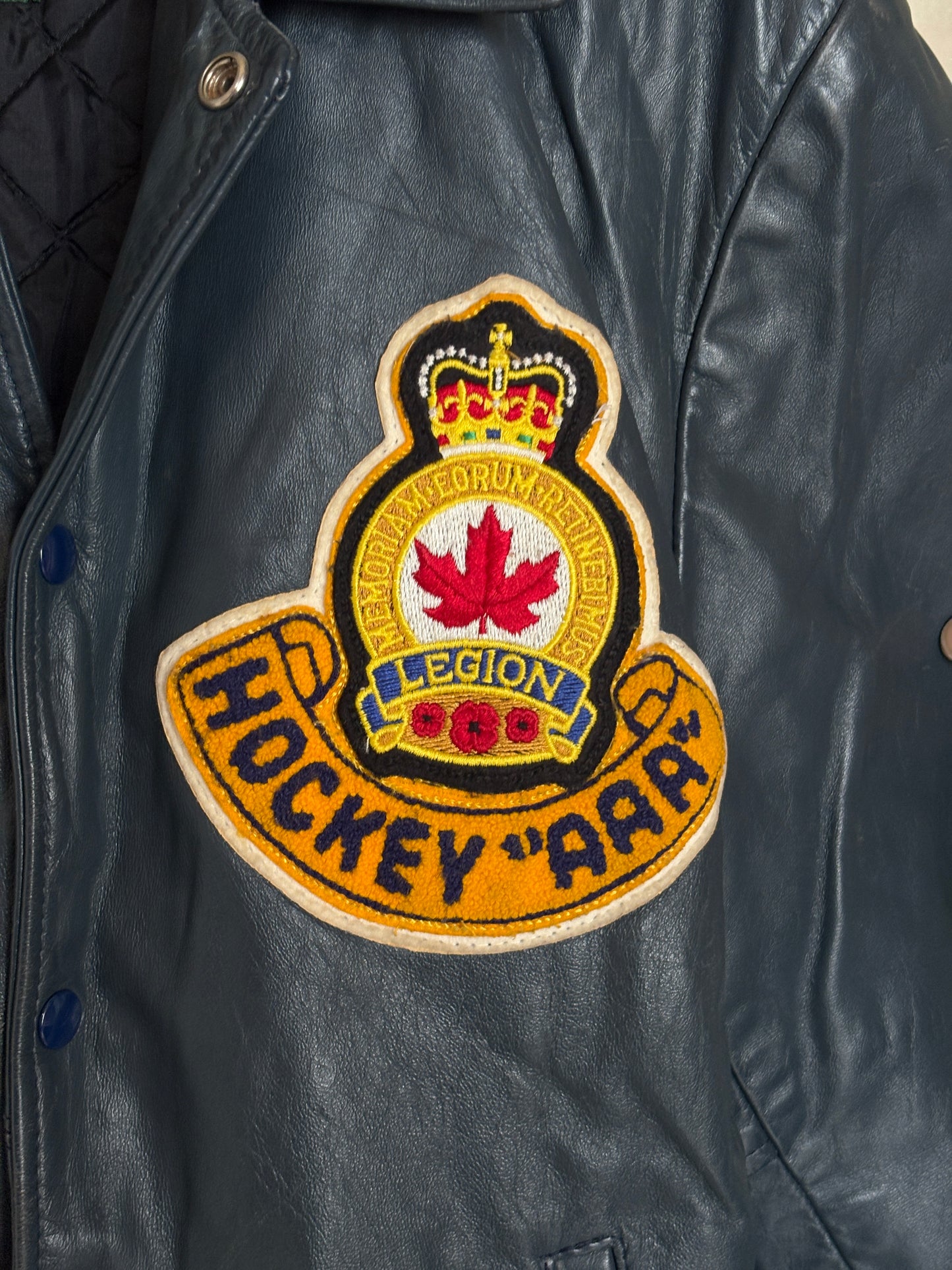 Size 42US / 52EU  Vintage Leather Hockey Jacket – Soft Canadian Leather – Made in Canada