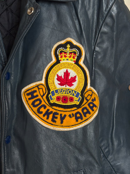 Size 42US / 52EU Vintage Leather Hockey Jacket – Soft Canadian Leather – Made in Canada-AJ357 Studio