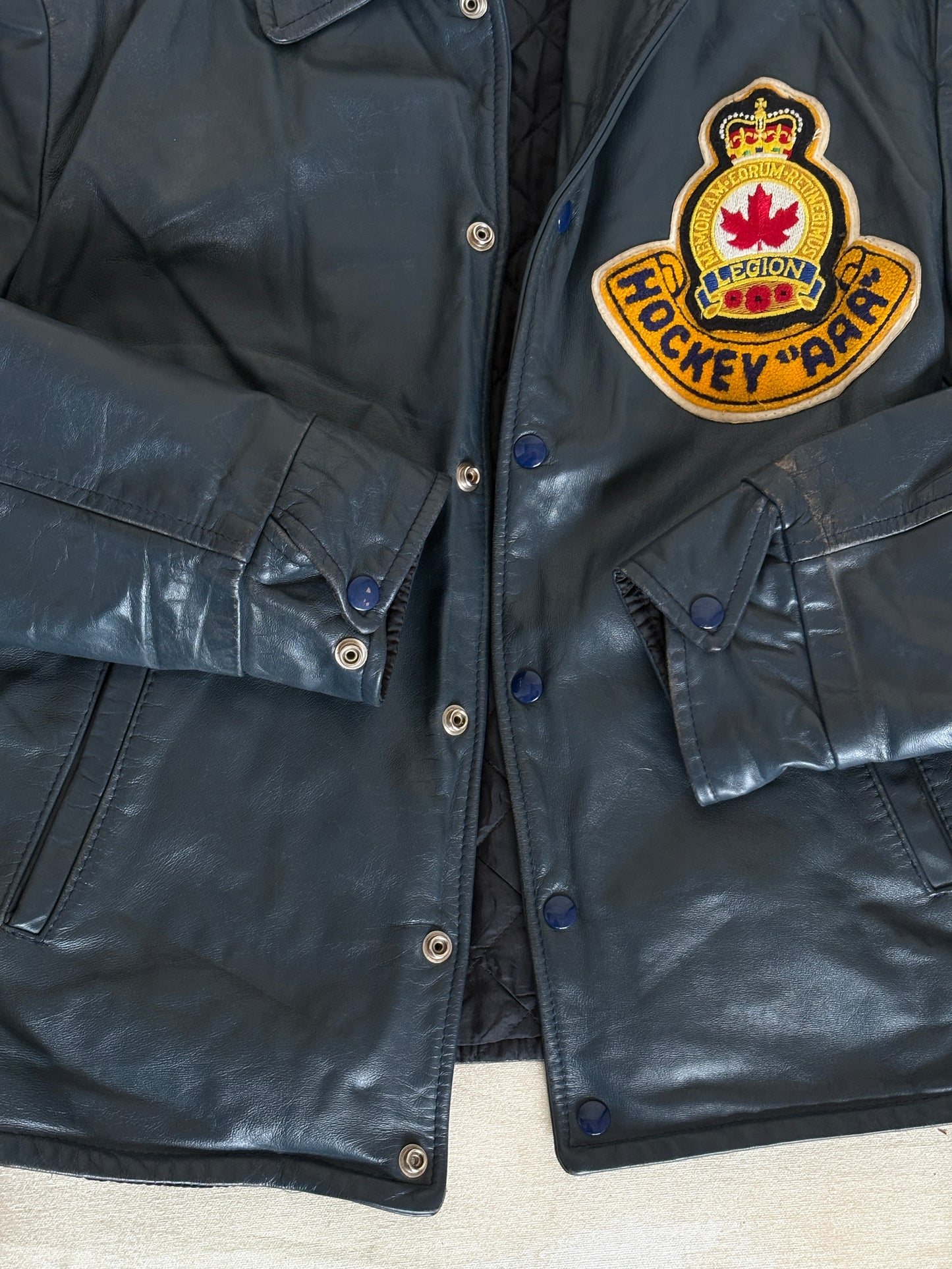 Size 42US / 52EU  Vintage Leather Hockey Jacket – Soft Canadian Leather – Made in Canada