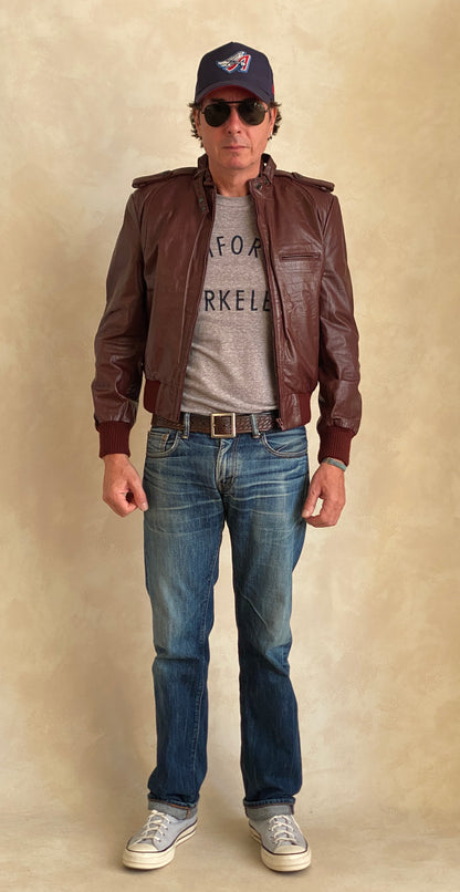 Size 12US Vintage 80s leather jacket removable lining-AJ357 Studio