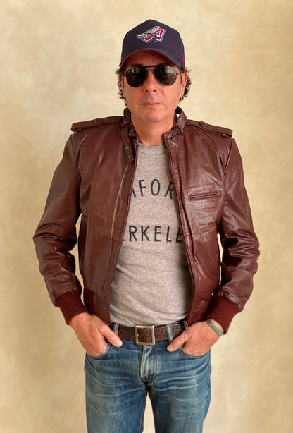 Size 12US Vintage 80s leather jacket removable lining-AJ357 Studio