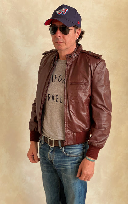 Size 12US Vintage 80s leather jacket removable lining-AJ357 Studio
