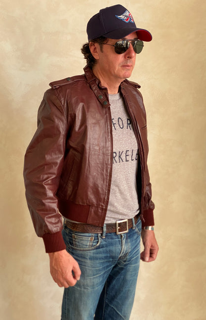 Size 12US Vintage 80s leather jacket removable lining-AJ357 Studio