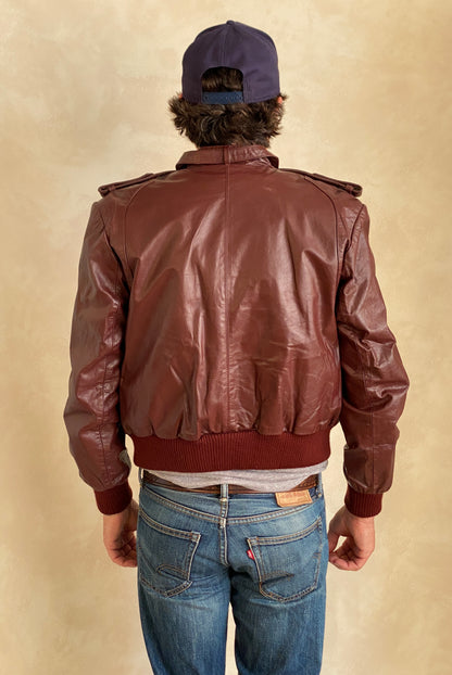 Size 12US Vintage 80s leather jacket removable lining-AJ357 Studio