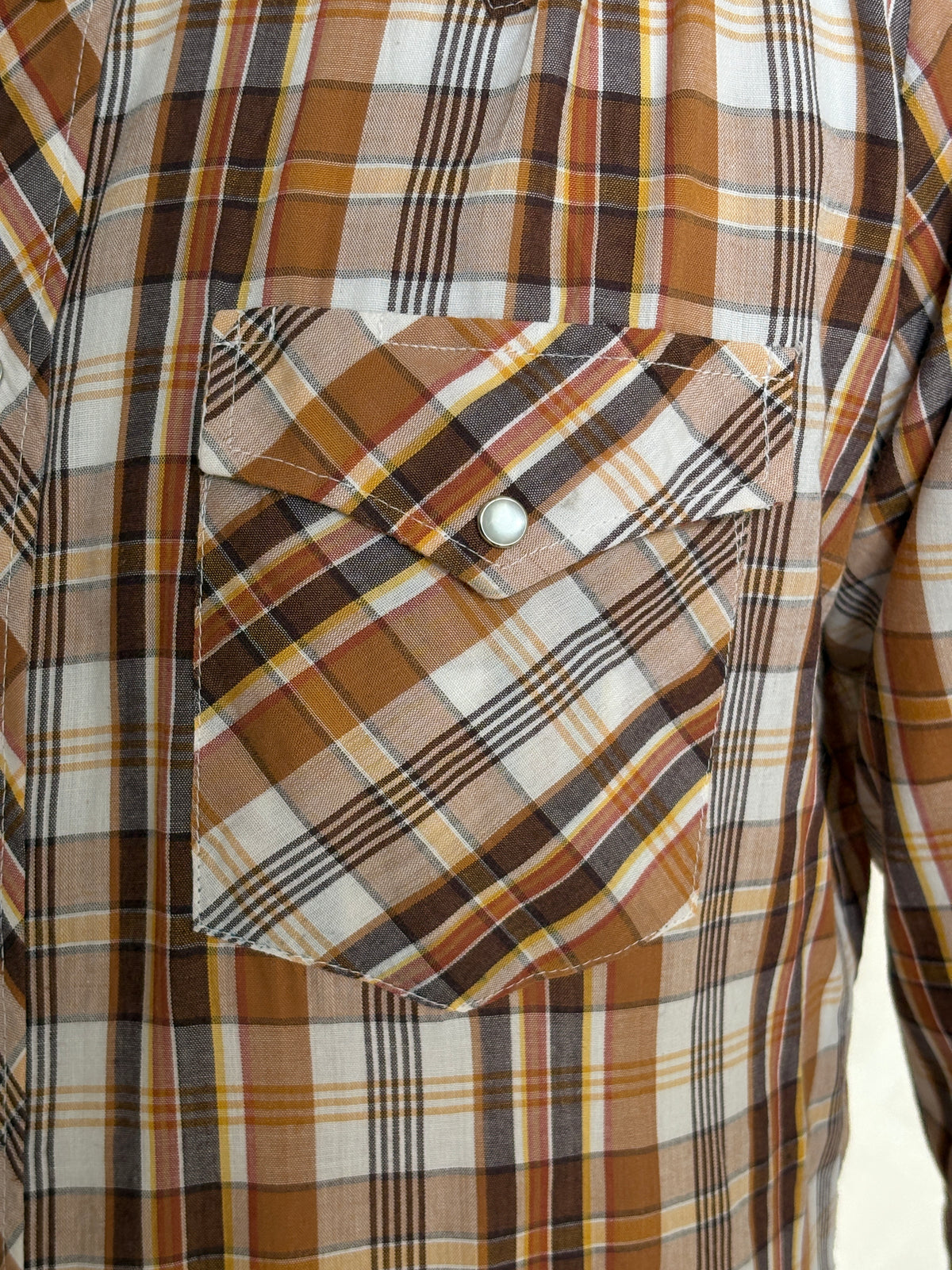 Vintage 80s Youngbloods Authentic Western Plaid Shirt — Pearl Snap — Size Large
