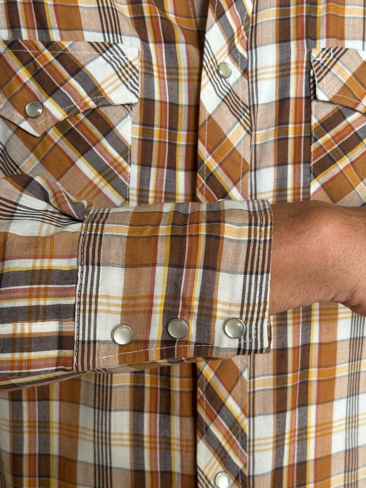 Vintage 80s Youngbloods Authentic Western Plaid Shirt — Pearl Snap — Size Large