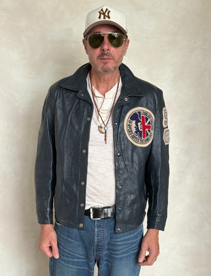Size 42US / 52EU Vintage 1990 Loyalist College Varsity Leather Jacket — Construction Engineering Program — Made in Canada-AJ357 Studio