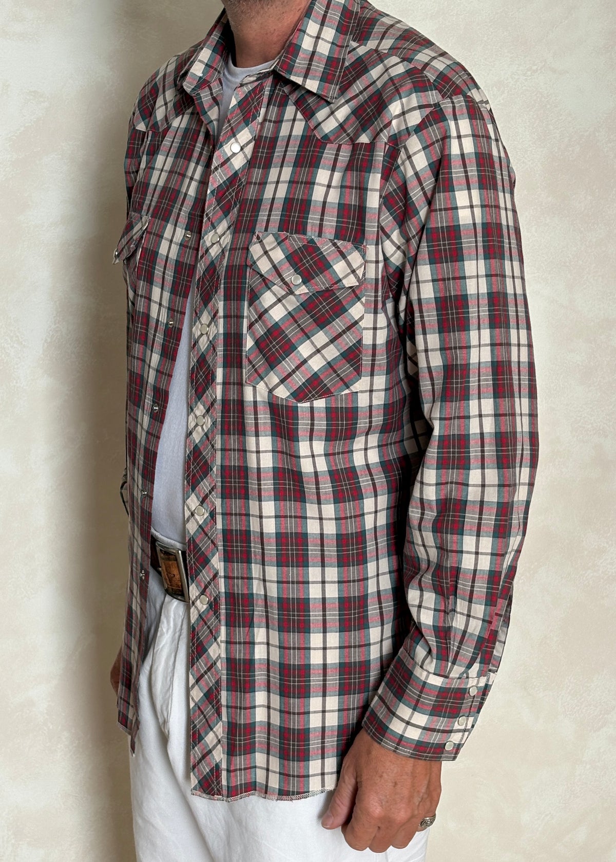 Vintage Rustler Western Plaid Shirt — X-Long Tails — Size Medium