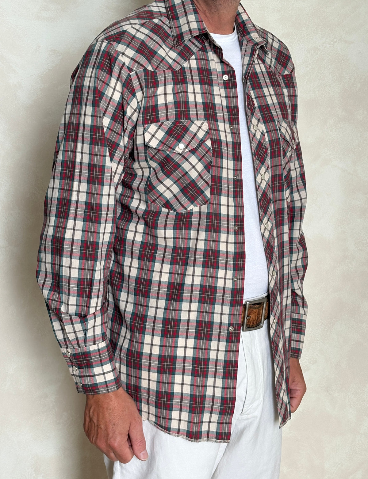 Vintage Rustler Western Plaid Shirt — X-Long Tails — Size Medium