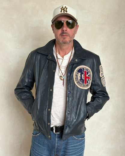 Size 42US / 52EU Vintage 1990 Loyalist College Varsity Leather Jacket — Construction Engineering Program — Made in Canada-AJ357 Studio