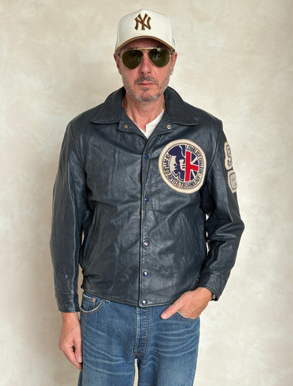 Size 42US / 52EU Vintage 1990 Loyalist College Varsity Leather Jacket — Construction Engineering Program — Made in Canada-AJ357 Studio