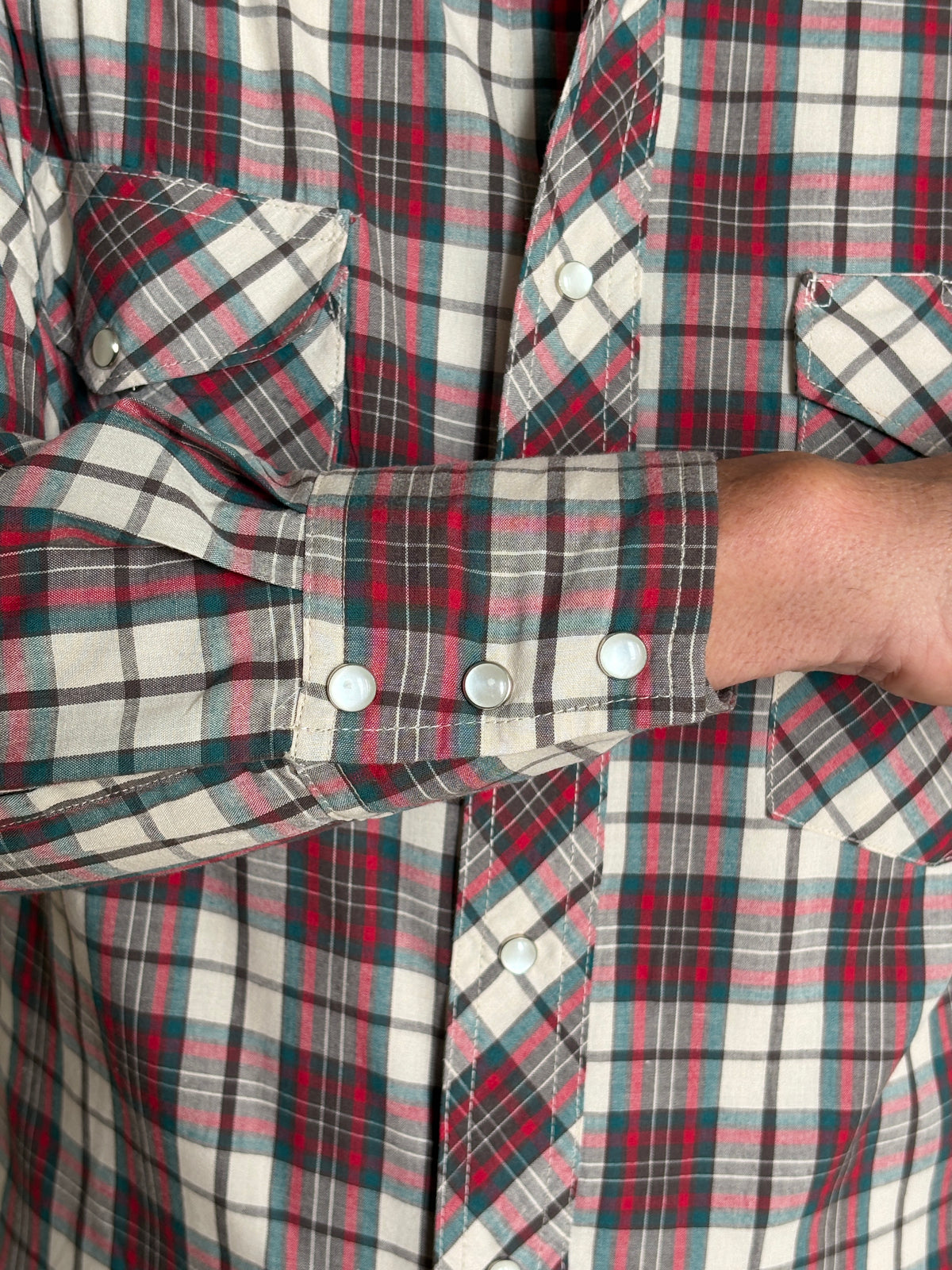 Vintage Rustler Western Plaid Shirt — X-Long Tails — Size Medium