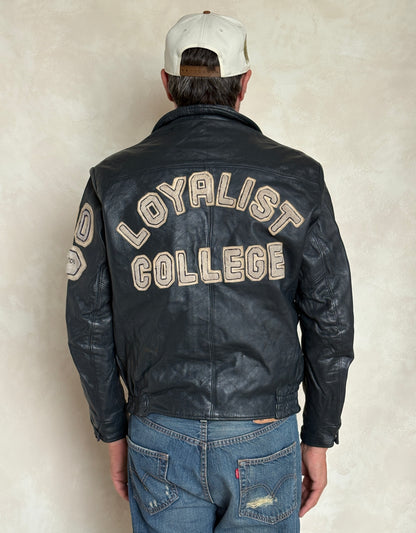 Size 42US / 52EU Vintage 1990 Loyalist College Varsity Leather Jacket — Construction Engineering Program — Made in Canada-AJ357 Studio