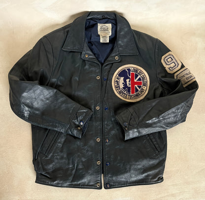 Size 42US / 52EU Vintage 1990 Loyalist College Varsity Leather Jacket — Construction Engineering Program — Made in Canada-AJ357 Studio
