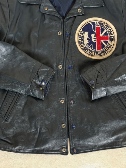 Size 42US / 52EU Vintage 1990 Loyalist College Varsity Leather Jacket — Construction Engineering Program — Made in Canada-AJ357 Studio
