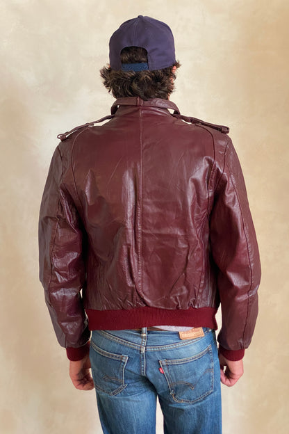 Vintage 80s Leather Jacket Size 38 US (48 EU) | Classic Retro Fashion-AJ357 Studio