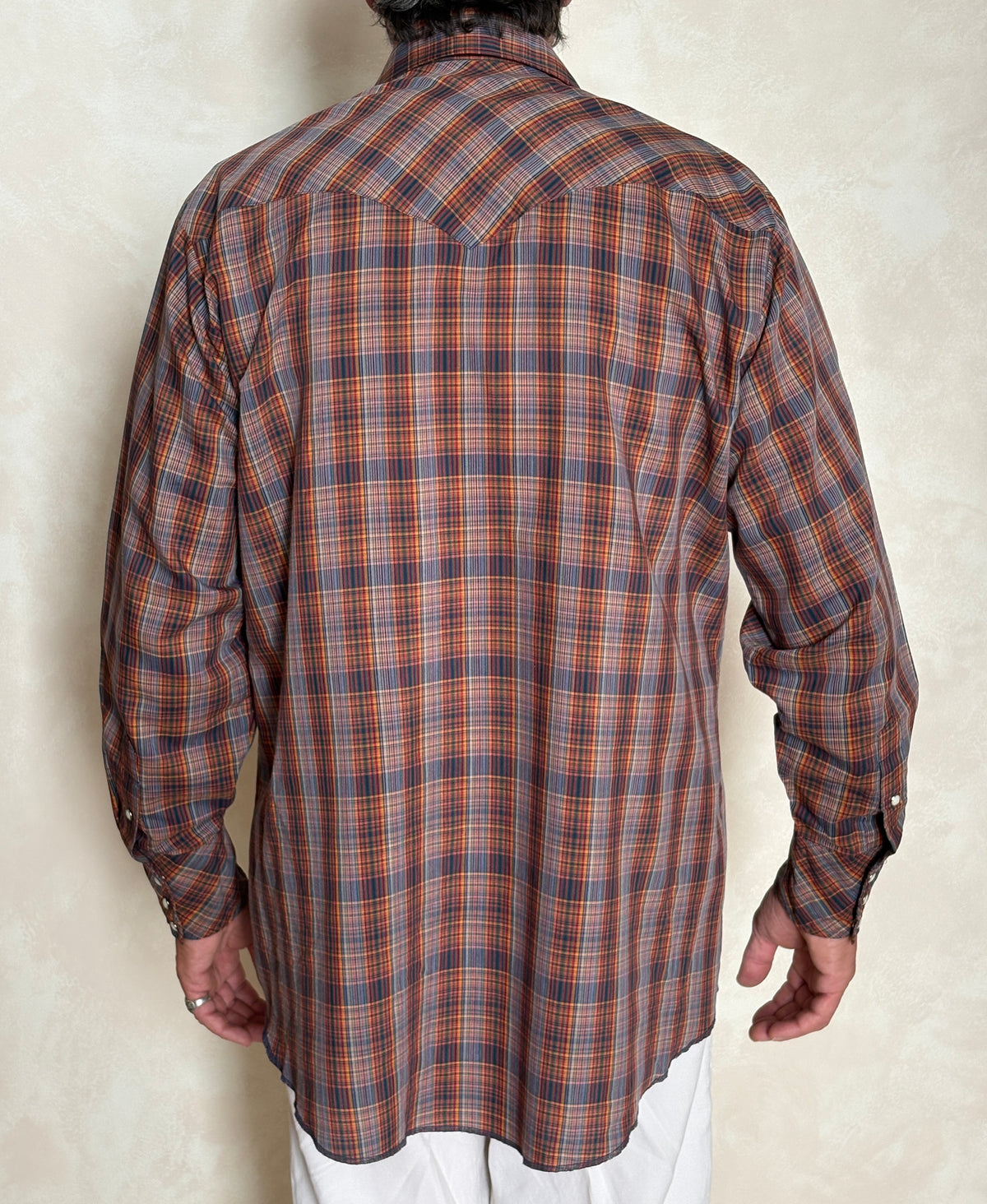 Vintage Dale Western Plaid Shirt — Pearl Snap — Size Large MADE IN USA
