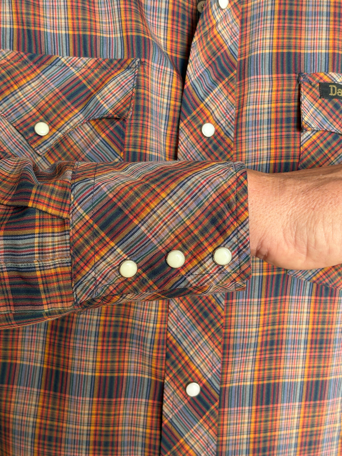 Vintage Dale Western Plaid Shirt — Pearl Snap — Size Large MADE IN USA