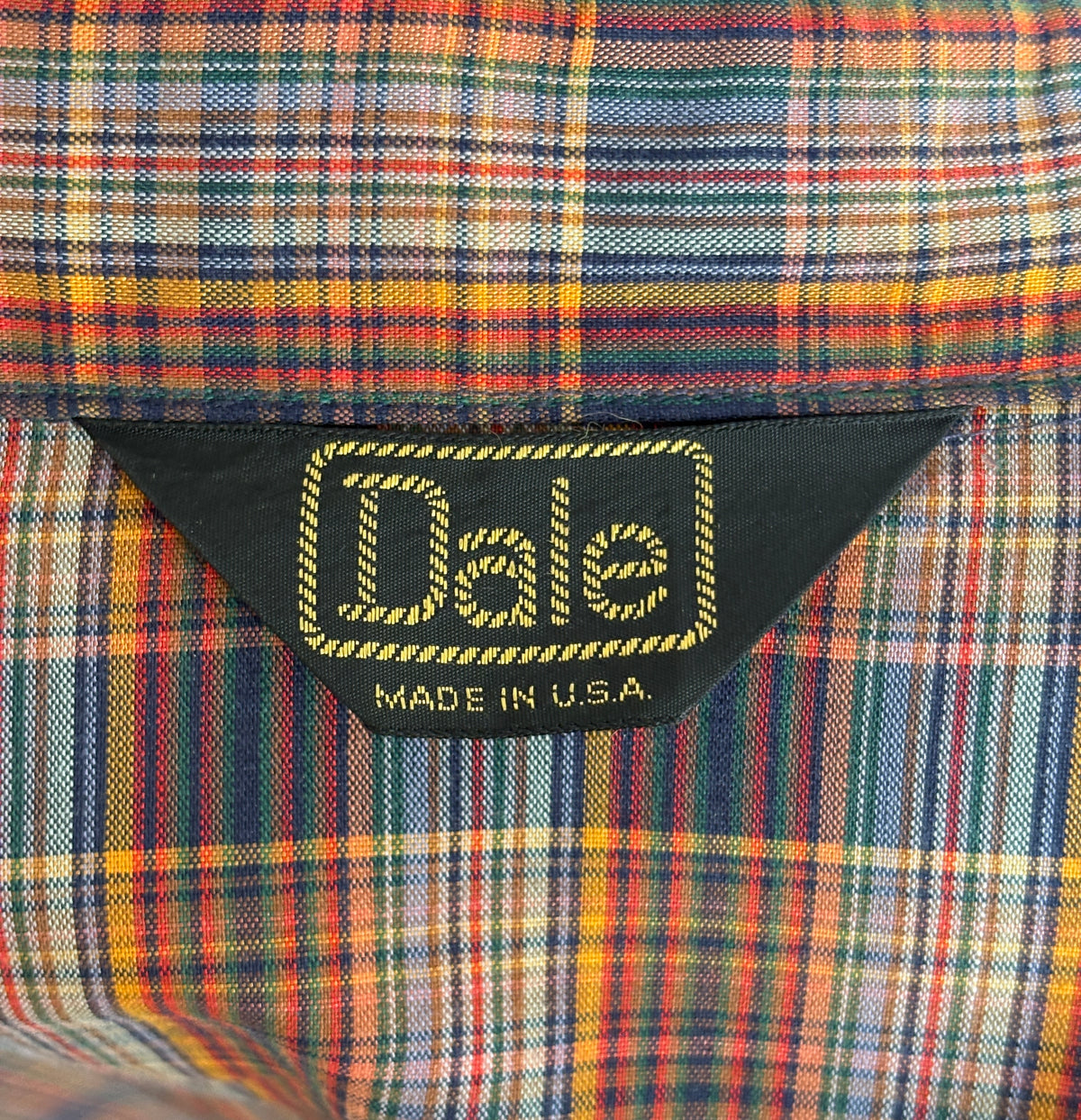 Vintage Dale Western Plaid Shirt — Pearl Snap — Size Large MADE IN USA