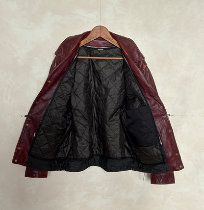 Size 44US / 54EU Vintage University of Ottawa Varsity Jacket — Maroon Leather Bomber — Canadian College Jacket 1970s-AJ357 Studio