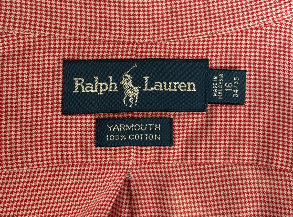 Vintage Ralph Lauren Yarmouth Houndstooth Shirt — Soft Cotton — Size 16/34-35