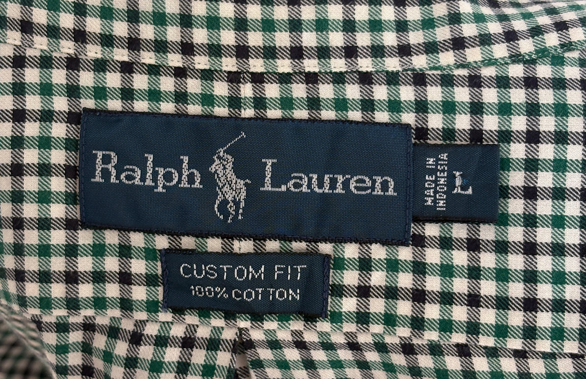 Vintage Ralph Lauren Custom Fit Gingham Check Shirt — Size Large