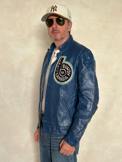 Size 44US / 54EU Vintage 1970s Bundy of Canada Hockey Jacket — ICHL 71-72 Varsity Leather Bomber — Rare Canadian Sports Collectible-AJ357 Studio