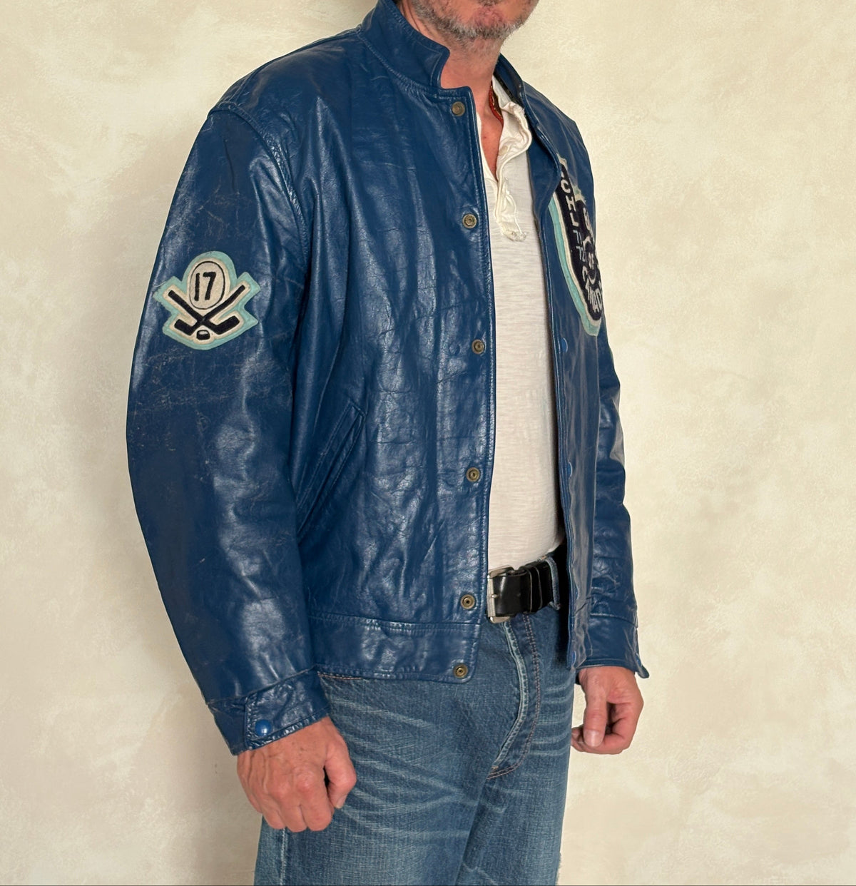 Size 44US / 54EU Vintage 1970s Bundy of Canada Hockey Jacket — ICHL 71-72 Varsity Leather Bomber — Rare Canadian Sports Collectible-AJ357 Studio
