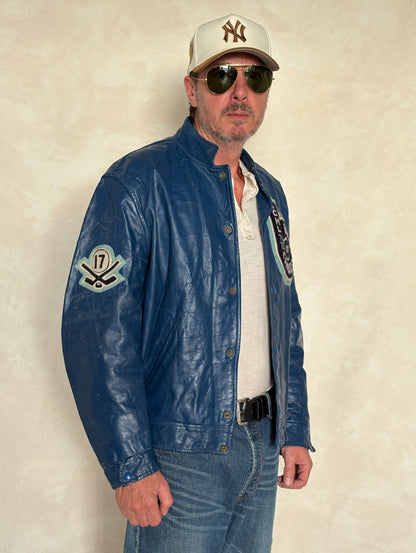 Size 44US / 54EU Vintage 1970s Bundy of Canada Hockey Jacket — ICHL 71-72 Varsity Leather Bomber — Rare Canadian Sports Collectible-AJ357 Studio