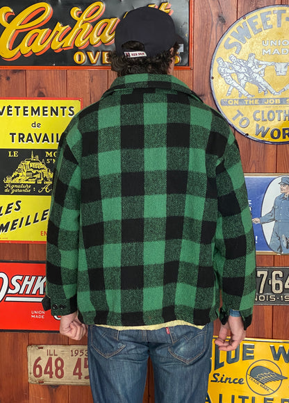 Size Large Vintage buffalo plaid wool jacket Made in USA-AJ357 Studio