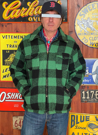 Size Large Vintage buffalo plaid wool jacket Made in USA-AJ357 Studio