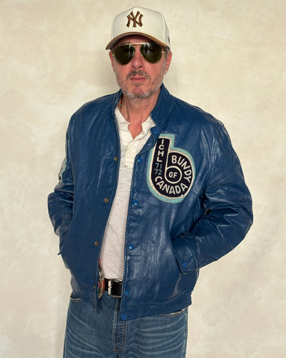 Size 44US / 54EU Vintage 1970s Bundy of Canada Hockey Jacket — ICHL 71-72 Varsity Leather Bomber — Rare Canadian Sports Collectible-AJ357 Studio