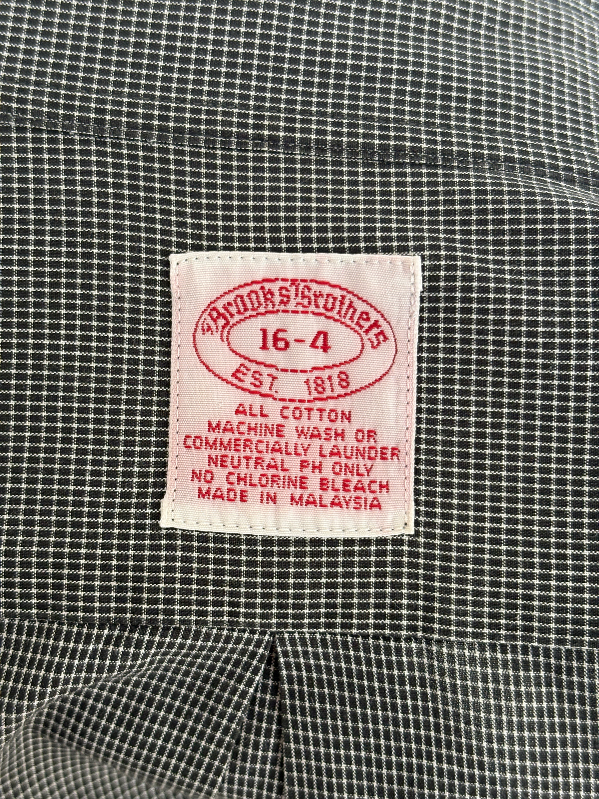 Vintage Brooks Brothers Mini Check Shirt — All Cotton — Size 16-4 Large