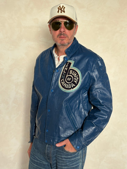 Size 44US / 54EU Vintage 1970s Bundy of Canada Hockey Jacket — ICHL 71-72 Varsity Leather Bomber — Rare Canadian Sports Collectible-AJ357 Studio