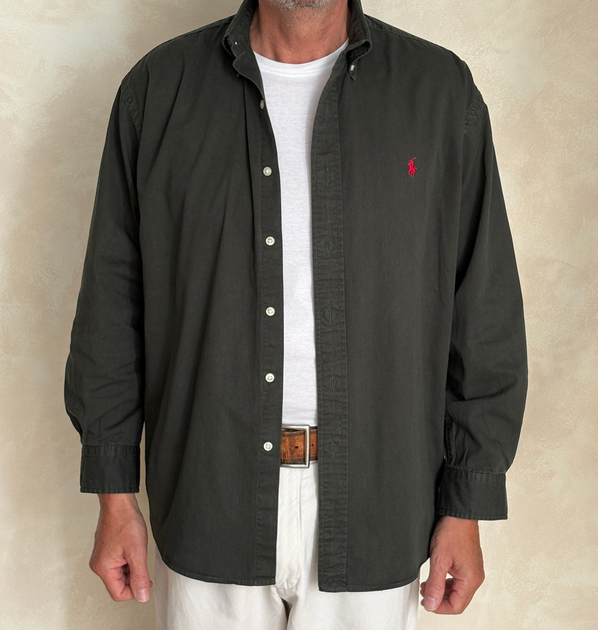 Vintage Ralph Lauren Blake Olive Green Shirt — 100% Cotton — Size Medium