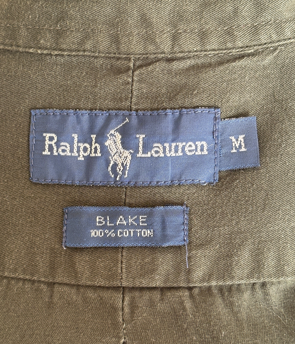 Vintage Ralph Lauren Blake Olive Green Shirt — 100% Cotton — Size Medium