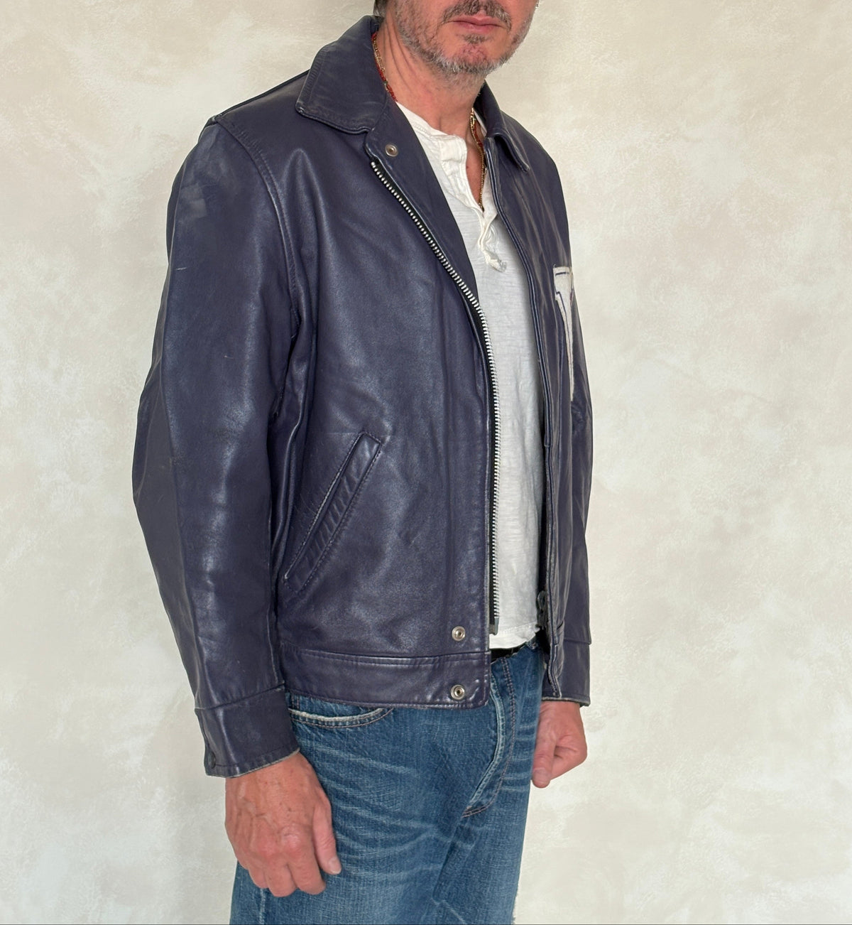 Vintage 1970s Western University Leather Varsity Jacket – Purple Letterman Bomber, Canadian College Style, Size 42US / 52EU Made in Canada-AJ357 Studio
