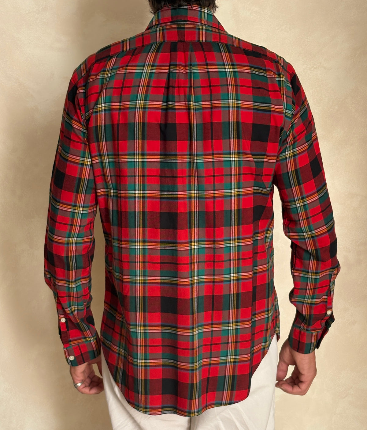 Vintage Ralph Lauren Classic Fit Navy Tartan Plaid Shirt — 100% Cotton — Size Large