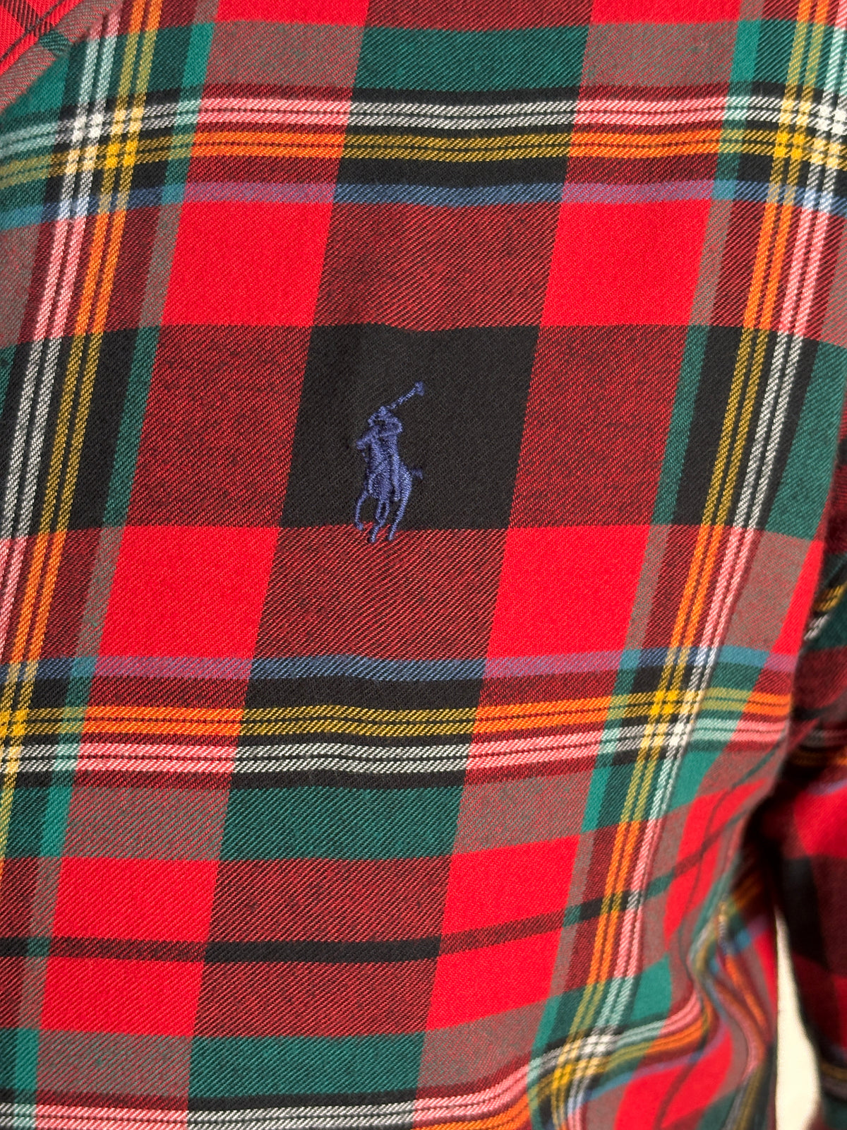 Vintage Ralph Lauren Classic Fit Navy Tartan Plaid Shirt — 100% Cotton — Size Large