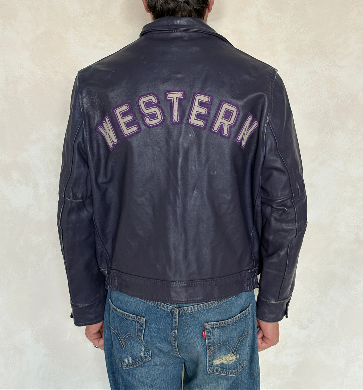 Vintage 1970s Western University Leather Varsity Jacket – Purple Letterman Bomber, Canadian College Style, Size 42US / 52EU Made in Canada-AJ357 Studio