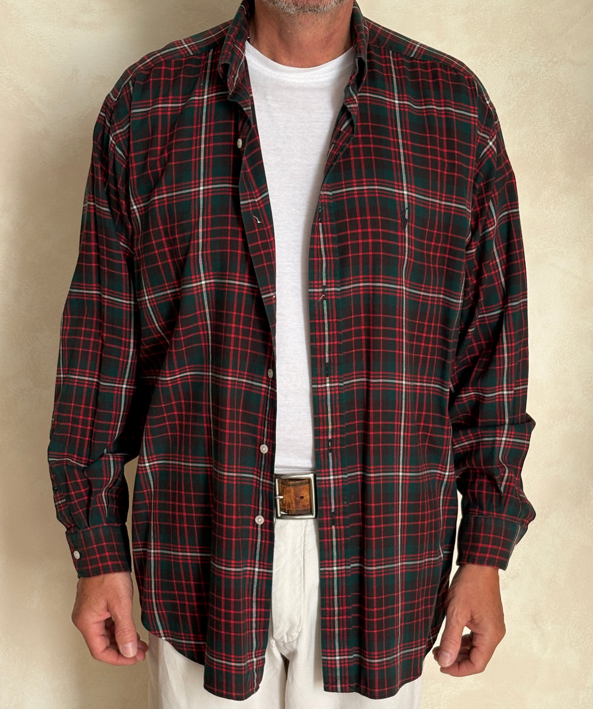 Vintage Ralph Lauren Blake Green Tartan Plaid Shirt — 100% Cotton — Size Large