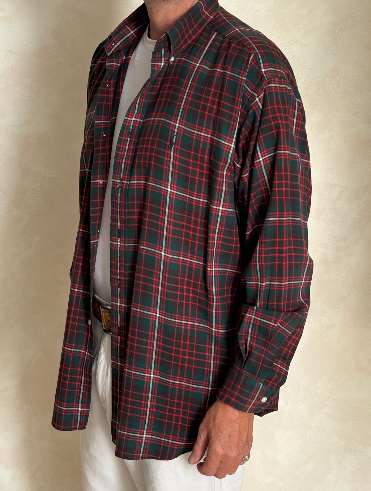 Vintage Ralph Lauren Blake Green Tartan Plaid Shirt — 100% Cotton — Size Large