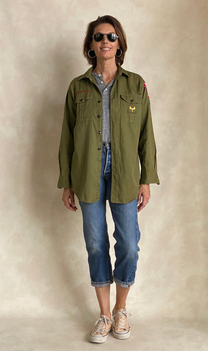 Vintage 60s Boy Scouts of America Shirt – 100% Cotton Work Shirt Made in USA – Size Medium