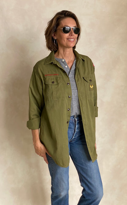 Vintage 60s Boy Scouts of America Shirt – 100% Cotton Work Shirt Made in USA – Size Medium