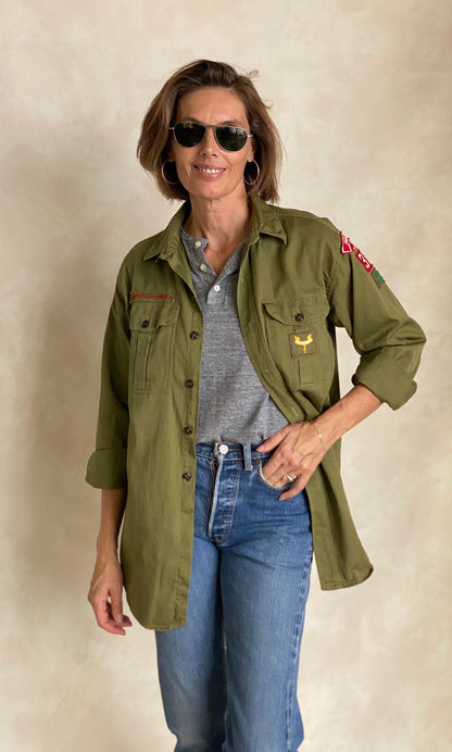 Vintage 60s Boy Scouts of America Shirt – 100% Cotton Work Shirt Made in USA – Size Medium