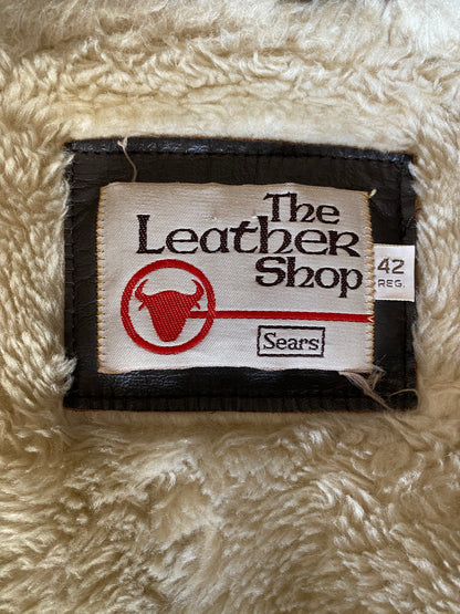 Vintage Sears Leather Bomber Flight Jacket Aviator – Size 42US / 52 EU – Made in the USA-AJ357 Studio