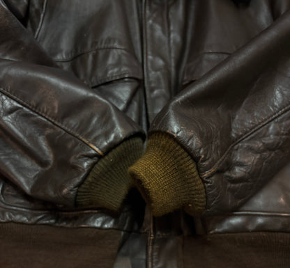 Vintage Sears Leather Bomber Flight Jacket Aviator – Size 42US / 52 EU – Made in the USA-AJ357 Studio
