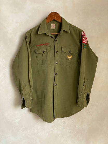 Vintage 60s Boy Scouts of America Shirt – 100% Cotton Work Shirt Made in USA – Size Medium