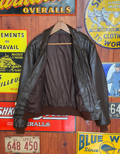 Vintage Leather Bomber Flight Jacket Aviator Size 44US Reg (54EU) – Timeless Classic-AJ357 Studio